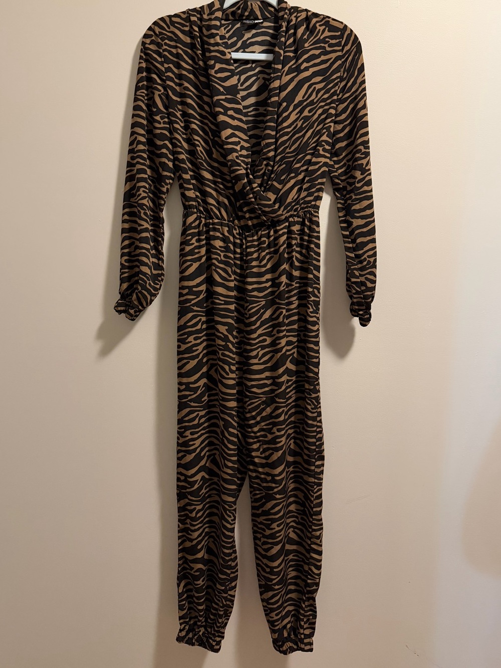 Fashion Nova Brown & Black Tiger Print Jumpsuit